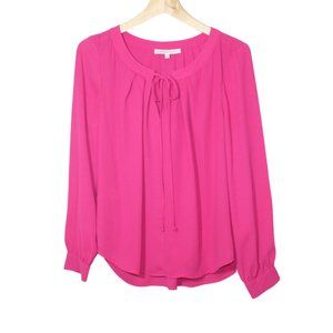 Daniel Rainn womens blouse size S pink chiffon long sleeve popover classic